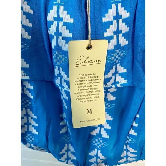 Elan Blue Ruffle Top Short Sleeve Peasant Style Blouse Size Medium NWT - Picture 6 of 8